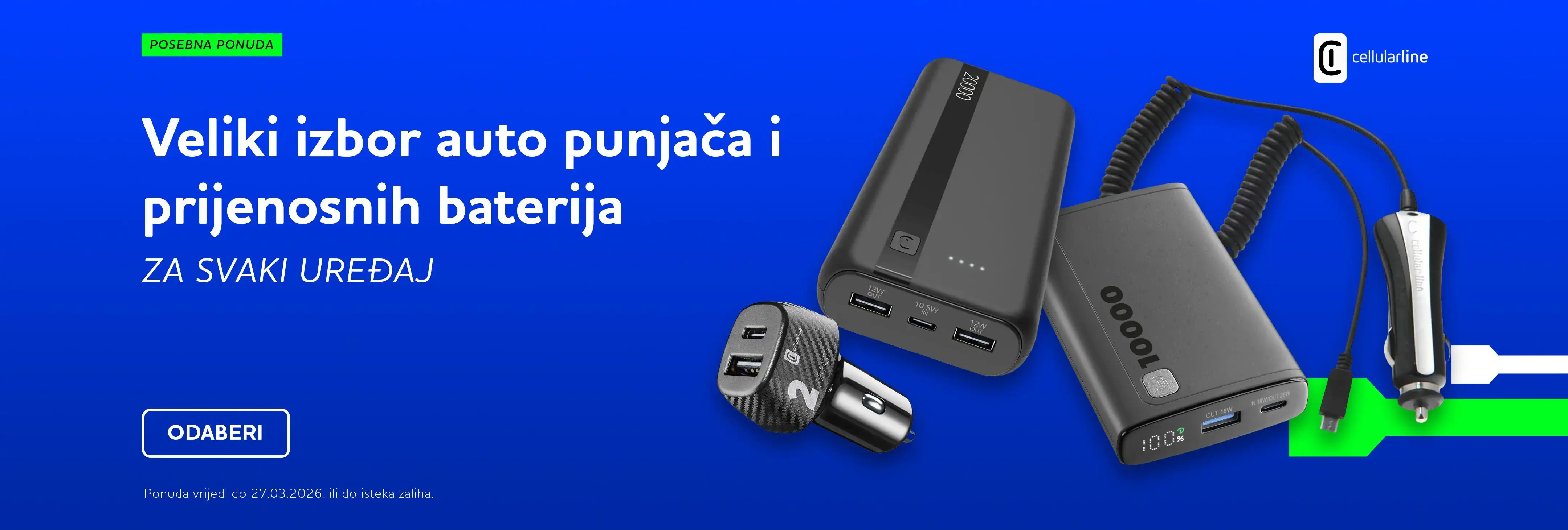 Index banner #2 CELLULARLINE Auto punjači i Prijenosni Punjači