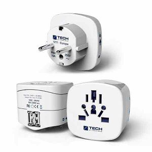Adapter Putni TRAVEL BLUE, World To EU+USB 956, Bijeli