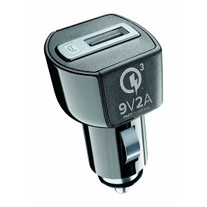 Auto Punjač CELLULARLINE, Za Huawei/Motorola, 18W, 1xUSB-A, QC 3.0, Crni