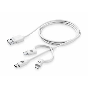 Kabel CELLULARLINE, 3u1, USB-A na Micro USB/USB-C/Lightning, 100cm, Bijeli