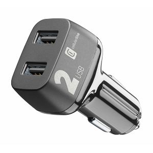 Auto Punjač CELLULARLINE, Multipower 2, 24W, 2xUSB-A, QC, Crni