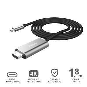 Kabel TRUST Calyx 23332, USB-C Na HDMI, 4K, 180 Cm, Black