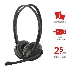 Slušalice TRUST Mauro 17591, Naglavne, USB, PC, Black