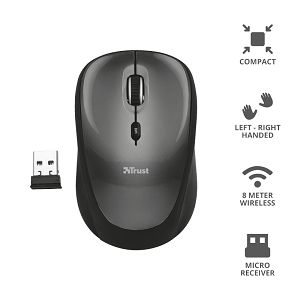 Miš TRUST Yvi 18519, Bežični, Black