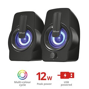 Zvučnici TRUST Gemi 22948, RGB LED Osvjetljenje, 2.0, Black