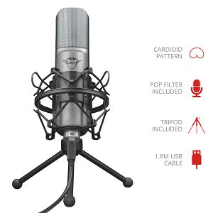Mikrofon TRUST GXT 242 Lance, Streaming, USB, Black