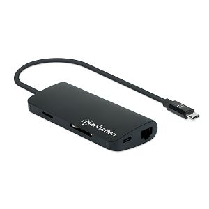 Adapter MANHATTAN 152372, Multiport, USB-C  na HDMI 4K, 3xUSB-A, USB-C, RJ45, CR