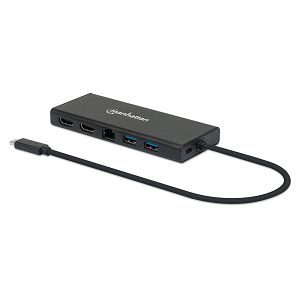 Adapter MANHATTAN 152747, Multiport, USB-C na 2xHDMI 4K, 2xUSB-A, USB-C,  RJ45