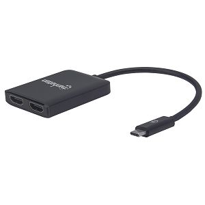 Konverter MANHATTAN 152969, Dual, USB-C (M) na 2xHDMI (Ž), 4K@30Hz, Crni