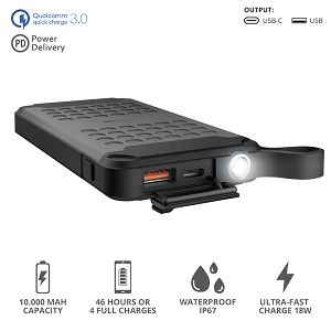 Prijenosna Baterija TRUST Hyke Outdoor 10000 mAh,Lampa, ip67, Black