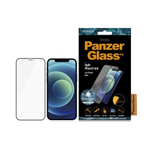 Zaštitno Staklo PANZERGLASS, Apple iPhone 12 Mini, CaseFriendly, Antibacterial, Crno