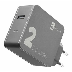 Kućni Punjač CELLULARLINE, Multipower 2 Combo, 42W, 1xUSB-A, 1xUSB-C, Crni