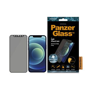 Zaštitno Staklo PANZERGLASS, Apple iPhone 12 Mini, CaseFriendly, Antibacterial, Privacy, Crno