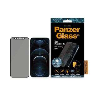 Zaštitno Staklo PANZERGLASS, Apple iPhone 12 Pro Max, CaseFriendly, Antibacterial, Privacy, Crno