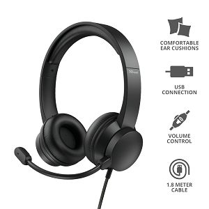 Slušalice TRUST Rydo 24133, Naglavne, PC, USB, Black