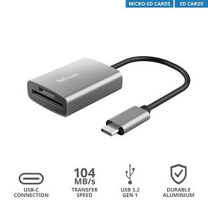 Čitač Kartica TRUST Dalyx 24136, PC, USB-C, Silver