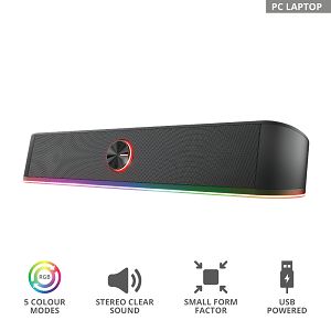 Soundbar TRUST GXT 619 Thorne, RGB Osvjetljenje, Crni