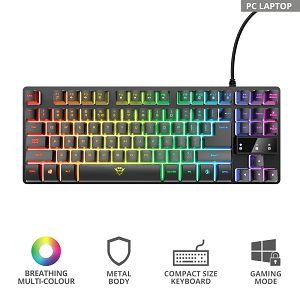 Tipkovnica TRUST GXT 833 Thado, Gaming, Osvjetljenje, Kompakt, Metal, US, Black