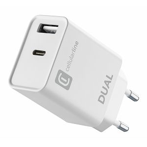 Kućni Punjač CELLULARLINE, Dual, Za Apple, 20W, 1xUSB-A, 1xUSB-C, Bijeli