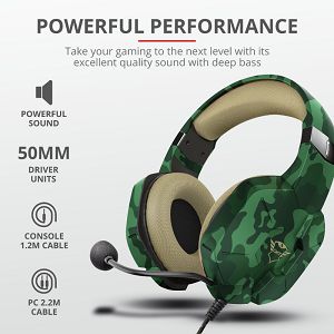 Slušalice TRUST GXT 323C Carus, Gaming, Multiplatform, Green Camo