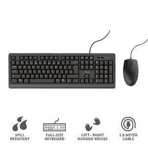 Set TRUST Primo 24384, Tipkovnica i Miš, HR/SL, Black