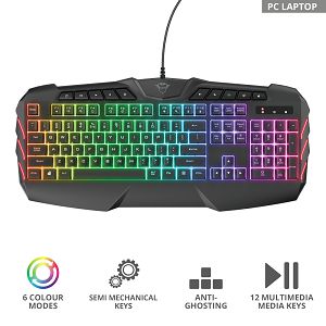 Tipkovnica TRUST GXT 881 Odyss, Gaming, LED Osvjetljenje, US, Black