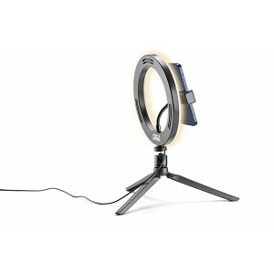 Selfie Ring CELLULARLINE, Mini, 8'' LED, Tripod, Crni