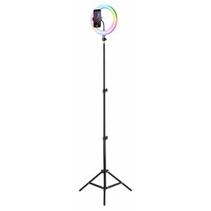 Selfie Ring CELLULARLINE, Pro Multicolor, Bluetooth, 10'' LED, Tripod, Crni