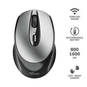 Miš TRUST Zaya 23809, Bežični, Punjivi, Black