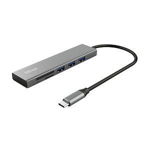 Hub/Čitač Kartica TRUST Halyx 24191, 3xUSB-A, microSDx1, USB-C, Silver