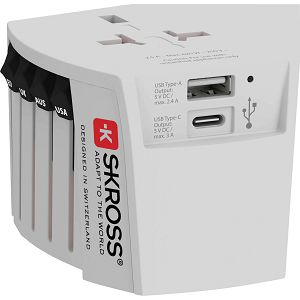 Adapter Putni SKROSS, Muv USB (AC), Euro, Aus/Kina, UK, SAD/Japan, USB-A/USB-C, 1.302962
