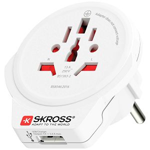 Adapter Putni SKROSS, World To Europe + USB, 1.500266