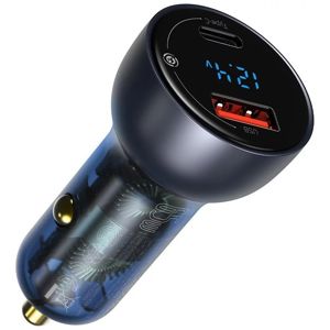 Auto Punjač BASEUS, CCKX-C0G, 65W, 1xUSB-A, 1xUSB-C, Dark Grey 