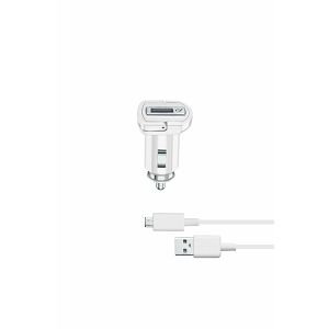 Auto Punjač CELLULARLINE, Za Samsung, 10W, 1xUSB-A, QC, Micro USB Kabel 100cm, Bijeli