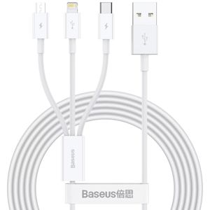 Kabel BASEUS, 3u1, Superior, USB-A na USB-C/USB-Micro/Lightning, 3.5A, 150cm, White, CAMLTYS-02
