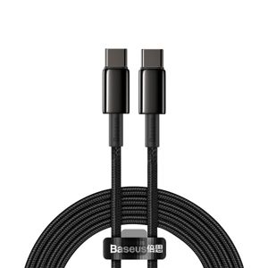 Kabel BASEUS, Woven, USB-C na USB-C, QC, PD 100W, 200cm, Black, CATWJ-A01