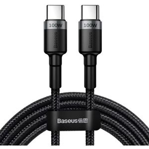 Kabel BASEUS, Woven, USB-C na USB-C,QC, PD 100W, 200cm, Black/Grey, CATKLF-ALG1