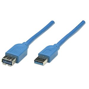 Kabel MANHATTAN 322379, USB SuperSpeed, USB-A (M) na USB-A (Ž), USB 3.2 Gen 1, 5 Gbps, 2m, Plavi
