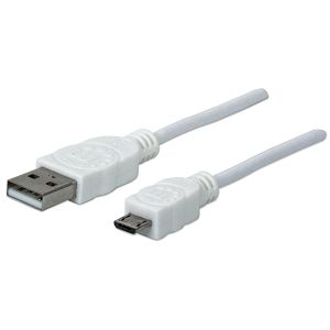 Kabel MANHATTAN 323987, USB Hi-Speed, USB-A (M) na USB-Micro B (M), USB 2.0, 480 Mbps, 1m, Bijeli