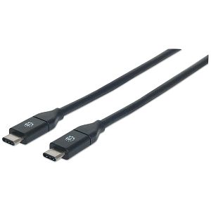 Kabel MANHATTAN 354899, USB SuperSpeed+, USB-C na USB-C, USB 3.2 Gen 2, 10 Gbps, 0.5m, Crni