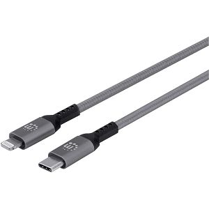 Kabel MANHATTAN 394185, USB, USB-C (M) na Lightning (M), 0.5m, Sivi*