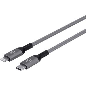 Kabel MANHATTAN 394307, USB, USB-C (M) na Lightning (M), 1.8m, Sivi*