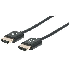 Kabel MANHATTAN 394369, Ultra-slim Premium HS, Ethernet, HDMI (M) na HDMI (M), HEC, ARC, 3D, 4K@60Hz, 1.8m, Crni
