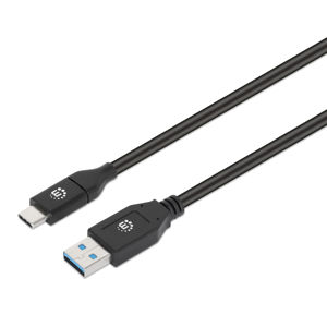Kabel MANHATTAN 394888, SuperSpeed+, USB-A na USB-C, USB 3.2 Gen 2, 10 Gbps, 3 A, 1m, Crni