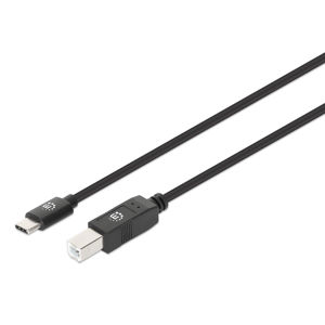 Kabel MANHATTAN 394895, USB Hi-Speed, USB-C (M) na USB-B (M), USB 2.0, 480 Mbps, 2m, Crni 