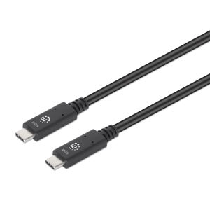 Kabel MANHATTAN 394901, USB-C na USB-C, USB 3.2 Gen 2, 100W, 1m, Crni 