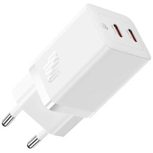 Kućni Punjač BASEUS mini GaN5 Fast Charger, 2x USB-C, 40W, White, CCGP180102