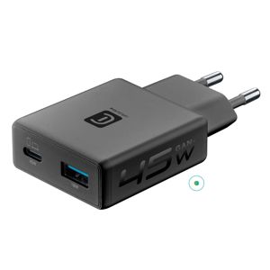 Kućni punjač CELLULARLINE, GAN+, Slim Dual, USB-C/USB-A, 45W