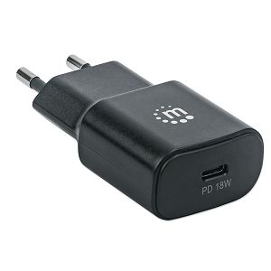 Kućni punjač MANHATTAN 102087, PD, 18W, 1xUSB-C PD, Crni