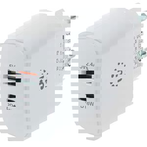 Kućni punjač MANHATTAN 102131, PD, 27W, 1xUSB-A, 1xUSB-C, Bijeli